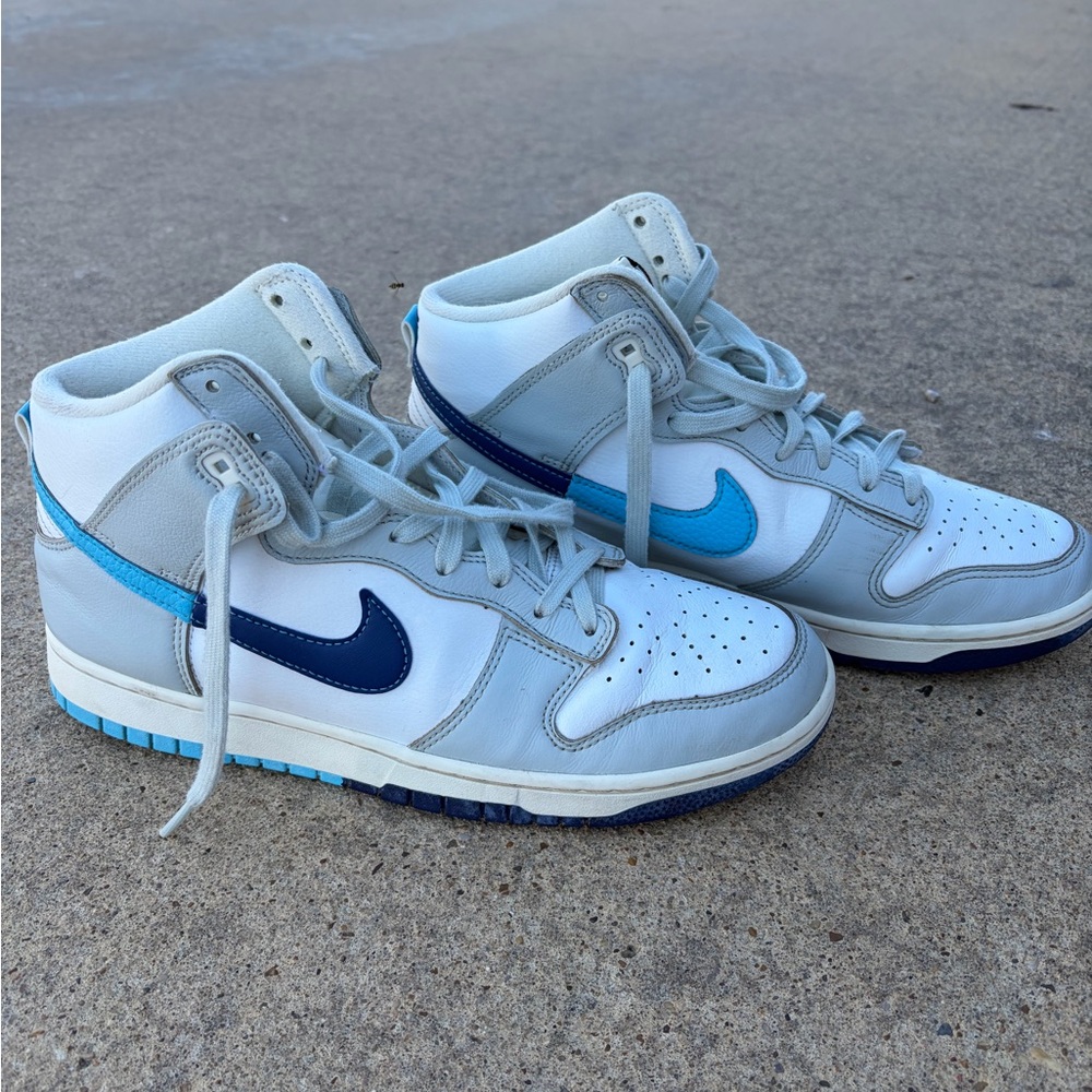 Nike High-Top Dunks with Navy and Light Blue
